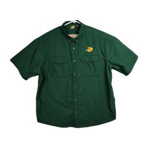 Bass Pro Shops Button-Up Shirt Men's 2XL Green Embroidered Logo Short Slvs